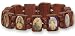 HOLY IMAGES BRACELET BIBLICAL SAINTS WOOD BEADS ELASTIC