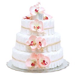 Large Pink Orchids Diaper Cakes by Bloomers