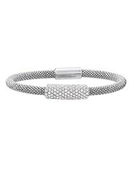 Sterling Silver Pave Mesh CZ Bangle