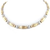 14K Two Tone Fluted Link Necklace 16.5