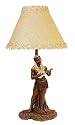 VINTAGE BRONZE HULA LAMP 16" - MAN WITH UKULELE - HAWAIIAN DECOR