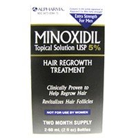 Mens Minoxidil 5% extra strength hair regrowth treatment solution - 2 Oz each X 2 Bottles Mens Minoxidil 5% extra strength hair regrowth treatment solution - 2 Oz each X 2 Bottles