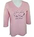 Christine Alexander 3/4 Sleeve, Scoop Neck Pink Colored Top, the Words Buy Cute Shoes Accented with Swarovski Crystals  Life is Short Buy Cute Shoes