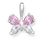 Pendant - Sterling Silver Pink and Clear CZ Butterfly Pendant