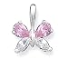 Pendant and Necklace Set - Sterling Silver Pink and Clear CZ Butterfly Pendant w/18 Silver Box Chain Necklace Included