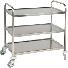 3 Tier Flat Pack Trolley (Stainless Steel) - 855Lx535Wx940mmH - ideal for hotels, restaurants and care homes