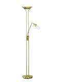 Trio-Leuchten 472910208 Energiespar-Deckenfluter 1xE27 20W 3U Lesearm 1xE14 9W 2U Messing matt