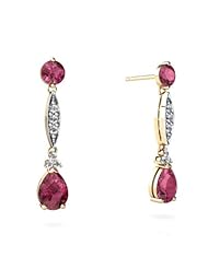 Genuine Pink Tourmaline 14kt Yellow Gold Dangle Drop Earrings