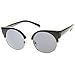 zeroUV Round Circle Half Frame Semi-Rimless Cateye Sunglasses (Black-Gold)