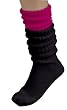 80's Slouch Socks - Pink/Black