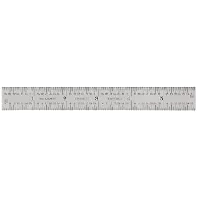 Starrett C604RE-6 Spring Tempered Steel Rule With Inch Graduations, 6" Length, 3/4" Width, 3/64" Thickness
