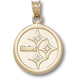 Pittsburgh Steelers Solid 14K Gold Logo With Diamond Chips 5 8'' Pendant