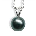 14K white gold 8mm Black Tahitian cultured pearl pendant