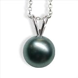 18K white gold 9mm Black Tahitian cultured pearl pendant