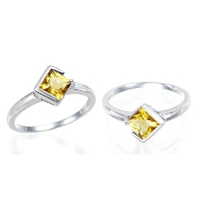 Buy Princess Cut Citrine Ring Sterling Silver by Peora