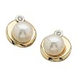 14K Yellow Gold Mabe White Cultured Pearl Diamond Earrings