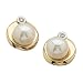 14K Yellow Gold Mabe White Cultured Pearl Diamond Earrings