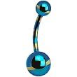 Blue Gold Striped Titanium Belly Ring