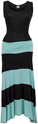 Romeo 4 Ever Women's Long Sleeveless Tiered Dress X-Large Black / Turquoise