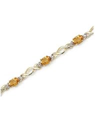 14K Yellow Gold Oval Citrine and Diamond Bracelet