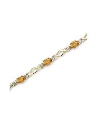 10K Yellow Gold Oval Citrine and Diamond Bracelet by Jewelry Mountain