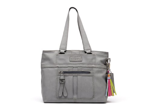 Little Company BL-S02 - Wickeltasche Black Label Suede Look Shopper Bag grey Preisvergleich