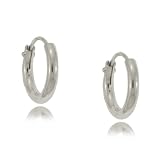 Silver Hoop Earrings Solid Huggies Ladies or Girls New
