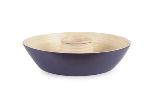 Core Bamboo 13-Inch Matte Finish Bamboo Chip & Dip Set, Eggplant