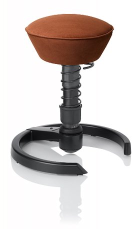 SWOPPER CLASSIC 3D-Aktiv-Bürostuhl Hocker Sitzpolster Normal, Farbe choco, Fussring mit Filzgleiter, Feder MEDIUM, Basis Anthrazit, Federfarbe wie Basis (SWOP20F)