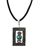 Necklace - N445 - Genuine Shell and Fire Polished Beads - Hung on a 16" Silk / Satin Cord + 2" Extension Chain ~ Rectangular Shape