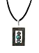 Necklace - N445 - Genuine Shell and Fire Polished Beads - Hung on a 16" Silk / Satin Cord + 2" Extension Chain ~ Rectangular Shape