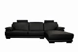 Contemporary Black Leather Sectional Sofa & Chaise