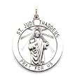Saint Jude Thaddeus - Large Sterling Silver Pendant 18" Steel Necklace Chain