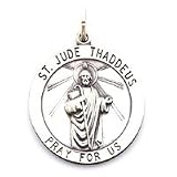 Saint Jude Thaddeus - Large Sterling Silver Pendant 18" Steel Necklace Chain