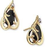 Pear-Cut Onyx & Diamond Gemstone Earrings