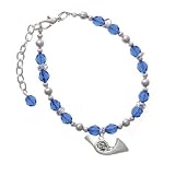 French Horn Blue Czech Glass Beaded Charm Bracelet [Jewelry]