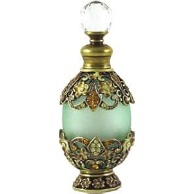 Antique Oval Perfume Bottle Sage