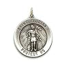 St. Florian Sterling Silver Medal Pendant,18" Steel Necklace Chain