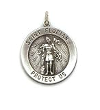 Antiqued Medium Sterling Silver St. Florian Fire Fighters Medal Pendant