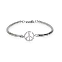 Sparkling Sterling Silver CZ Peace Sign Bracelet