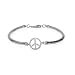 Eve's Addiction Sparkling Sterling Silver CZ Peace Sign Bracelet