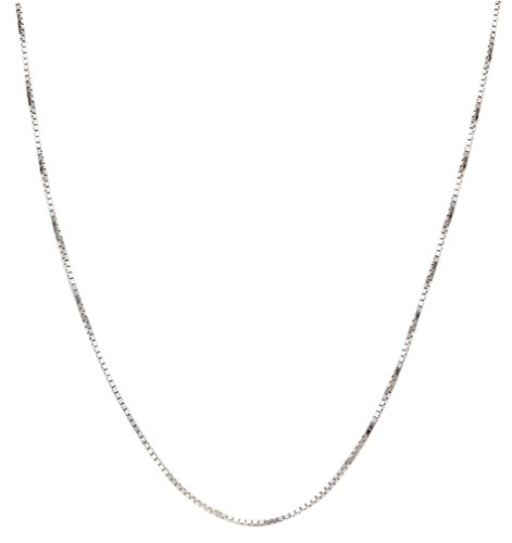 14k White Gold .8mm Box Chain Necklace, 16