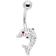 Red Jeweled Sparkling Splash Dolphin Belly Ring
