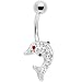 Red Jeweled Sparkling Splash Dolphin Belly Ring