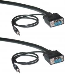 25 foot Premium HD15 SVGA Double-Shielded Monitor Cable Male/Male with a 3.5mm Stereo Audio Cable Ma