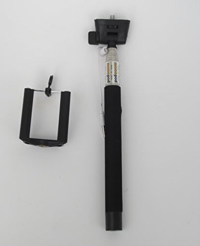 Cable Monopad Rotating Selfie Stick with Cell Phone Push Button (Black)