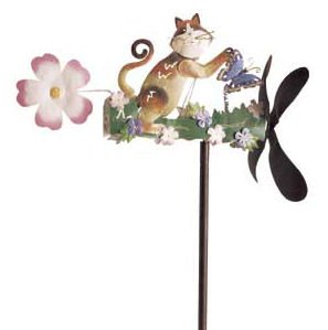 Childrens Toyshop  Toys : Playful Butterfly Cat Metal Whirligig Wind Spinner