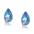 Blue Topaz and Diamond Briolette Ring in 14 Karat White Gold