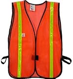 Iron Horse Standard PVC Coated Safety Vests in Orange - 1 Inch Lime Stripes