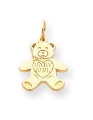 14k Baby Girl Teddy Bear Necklace